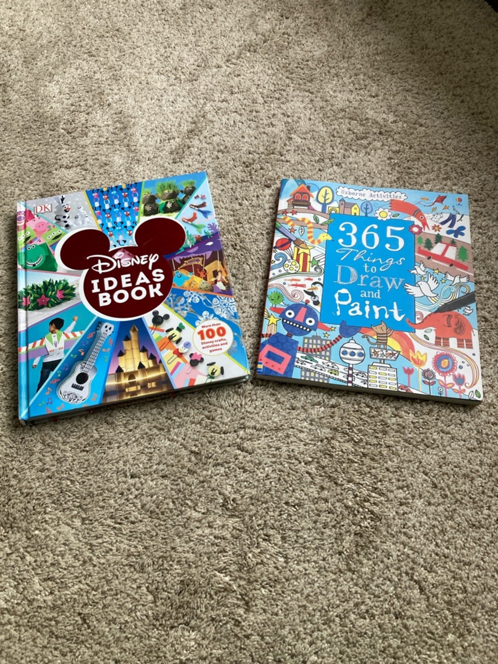 2 craft books, Disney’s idea book craft activity games/ 365 things to draw paint